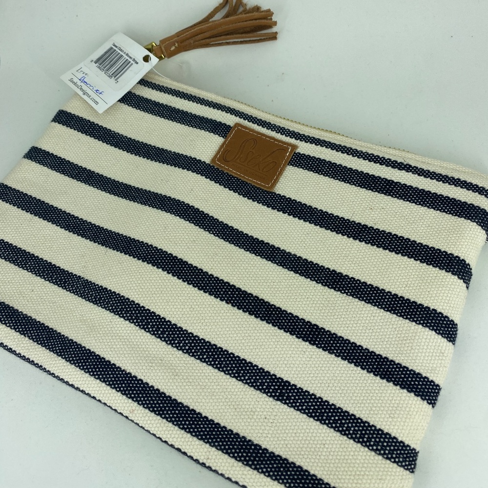 Sseko Tassel Clutch Striped Woven